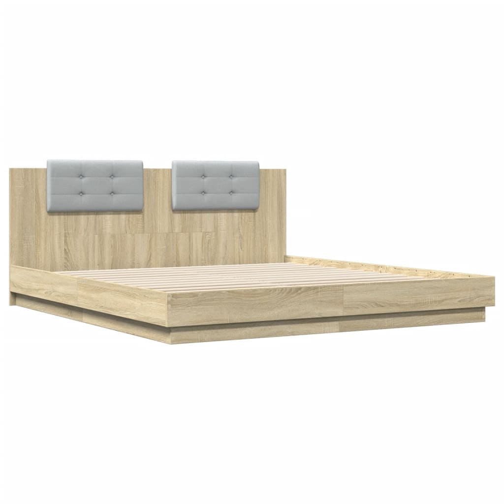 Bed Frame | Sonoma oak | Engineered wood, Plywood | 200x200 cm | Modern