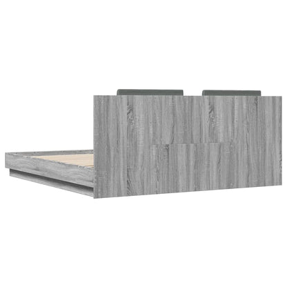Bed Frame with LED without Mattress Grey Sonoma 200x200 cm