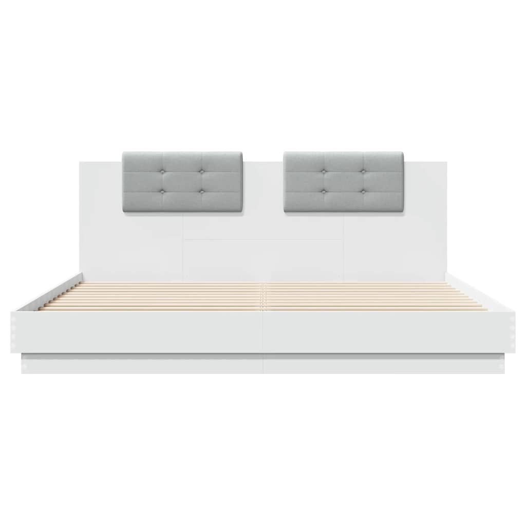 Bed Frame with LED without Mattress White 180x200 cm Super King