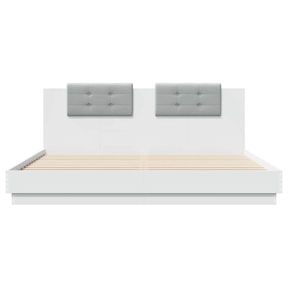Bed Frame with LED without Mattress White 180x200 cm Super King