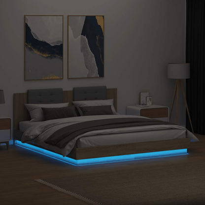 Bed Frame with LED without Mattress Sonoma Oak 180x200 cm