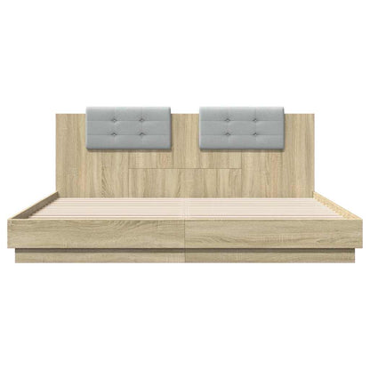 Bed Frame with LED without Mattress Sonoma Oak 180x200 cm