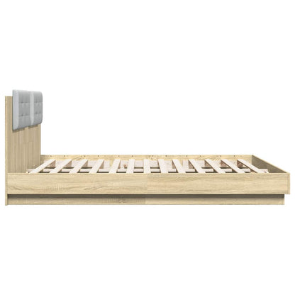 Bed Frame with LED without Mattress Sonoma Oak 180x200 cm