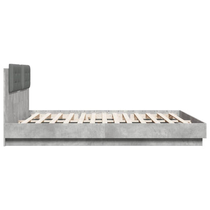 Bed Frame with LED without Mattress Concrete Grey 180x200 cm