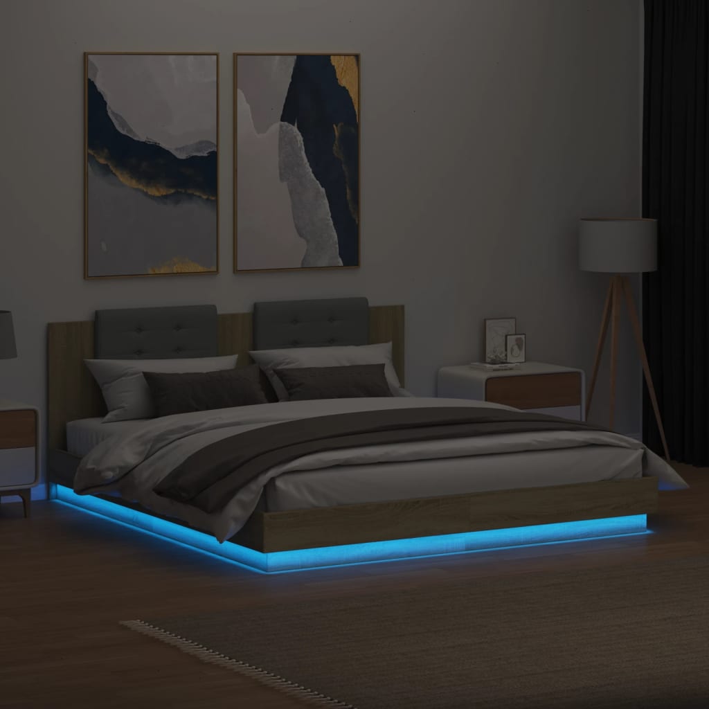 Bed Frame | Sonoma oak | Engineered wood, Plywood | Double | Bed Frame