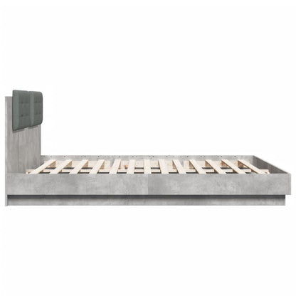 Bed Frame with LED without Mattress Concrete Grey 160x200 cm