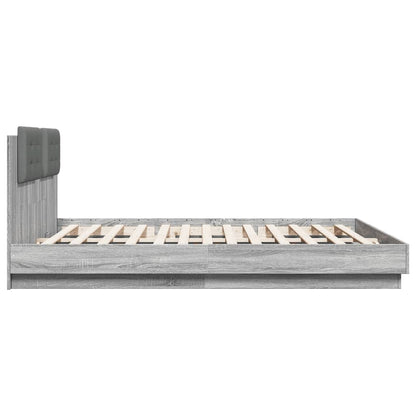 Bed Frame with LED without Mattress Grey Sonoma 160x200 cm