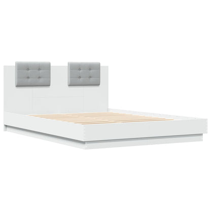 Bed Frame | White | Engineered wood, Plywood | King Size | LED Bed Frame