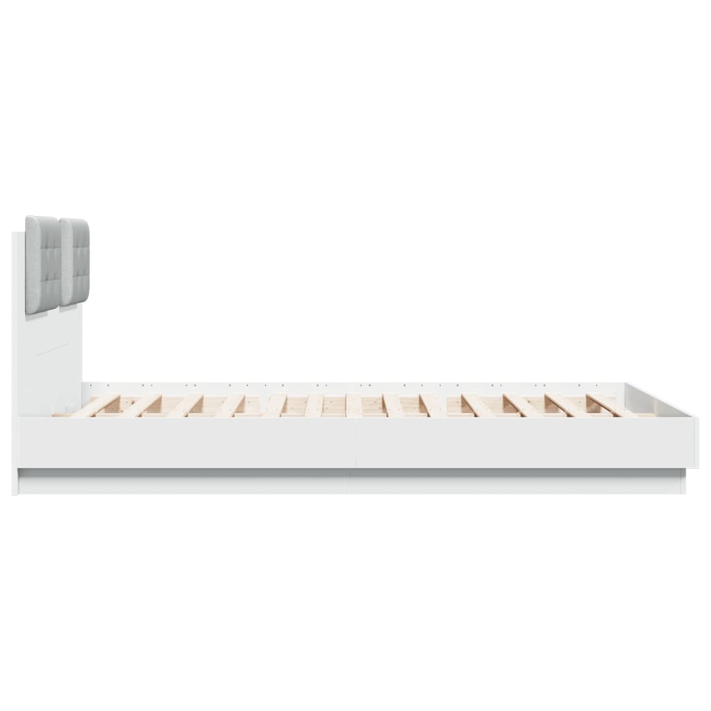 Bed Frame | White | Engineered wood, Plywood | King Size | LED Bed Frame