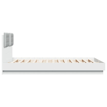 Bed Frame | White | Engineered wood, Plywood | King Size | LED Bed Frame