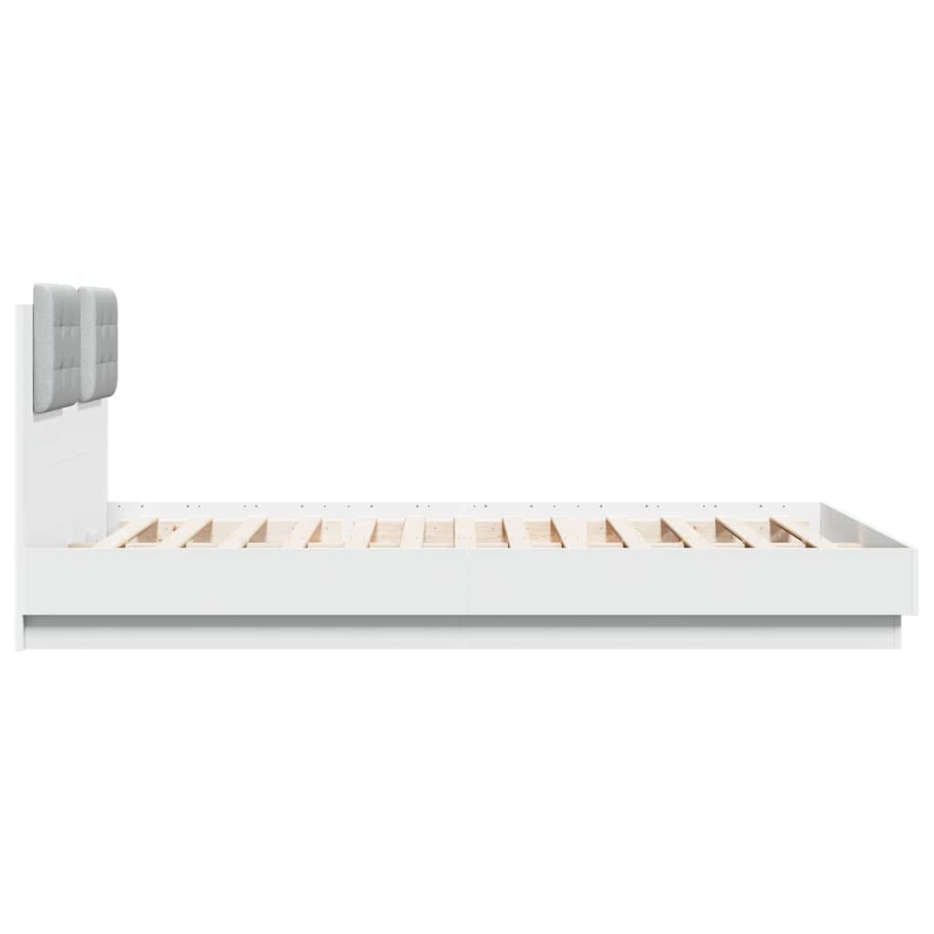 Bed Frame with LED without Mattress White 150x200 cm King Size