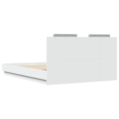 Bed Frame with LED without Mattress White 150x200 cm King Size