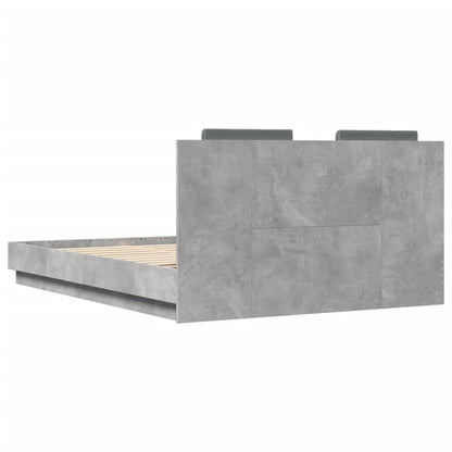 Bed Frame with LED without Mattress Concrete Grey 150x200 cm