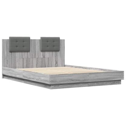 Bed Frame with LED without Mattress Grey Sonoma 150x200 cm
