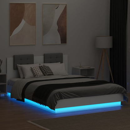 Bed Frame with LED without Mattress White 120x200 cm