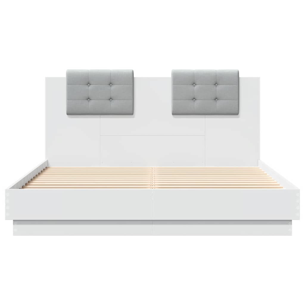 Bed Frame with LED without Mattress White 120x200 cm