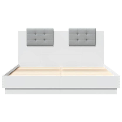 Bed Frame with LED without Mattress White 120x200 cm