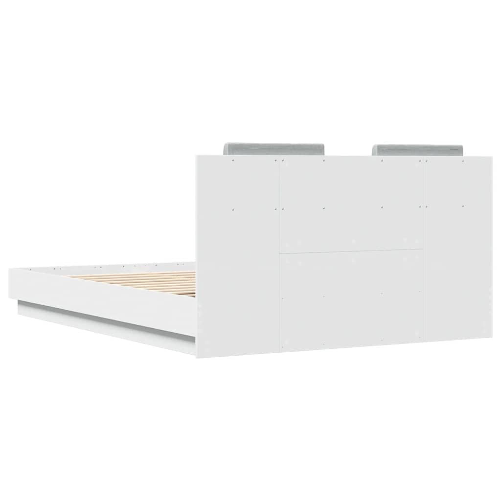 Bed Frame with LED without Mattress White 120x200 cm