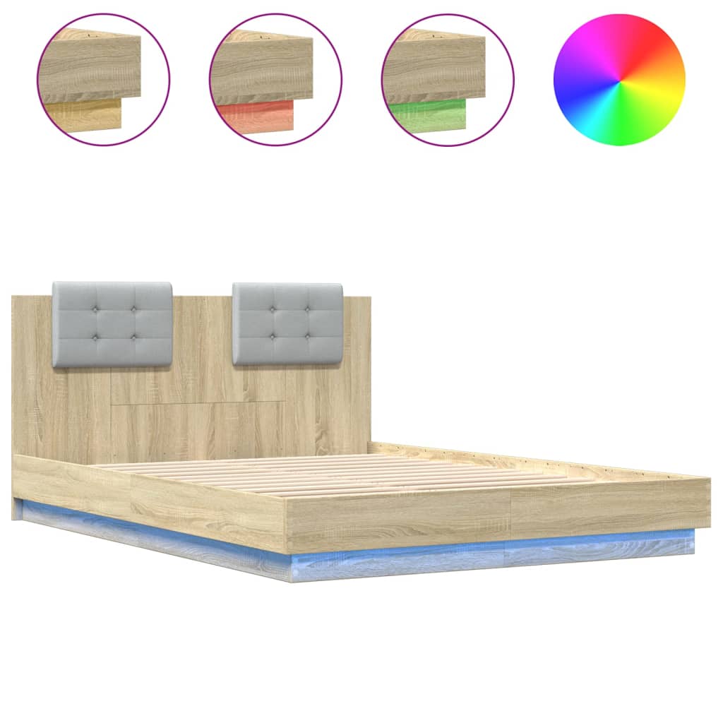 Bed Frame | Sonoma Oak | Engineered wood, Plywood | Double | Bed Frame