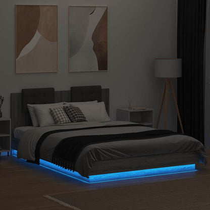 Bed Frame with LED without Mattress Grey Sonoma 120x200 cm