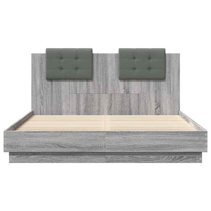 Bed Frame with LED without Mattress Grey Sonoma 120x200 cm