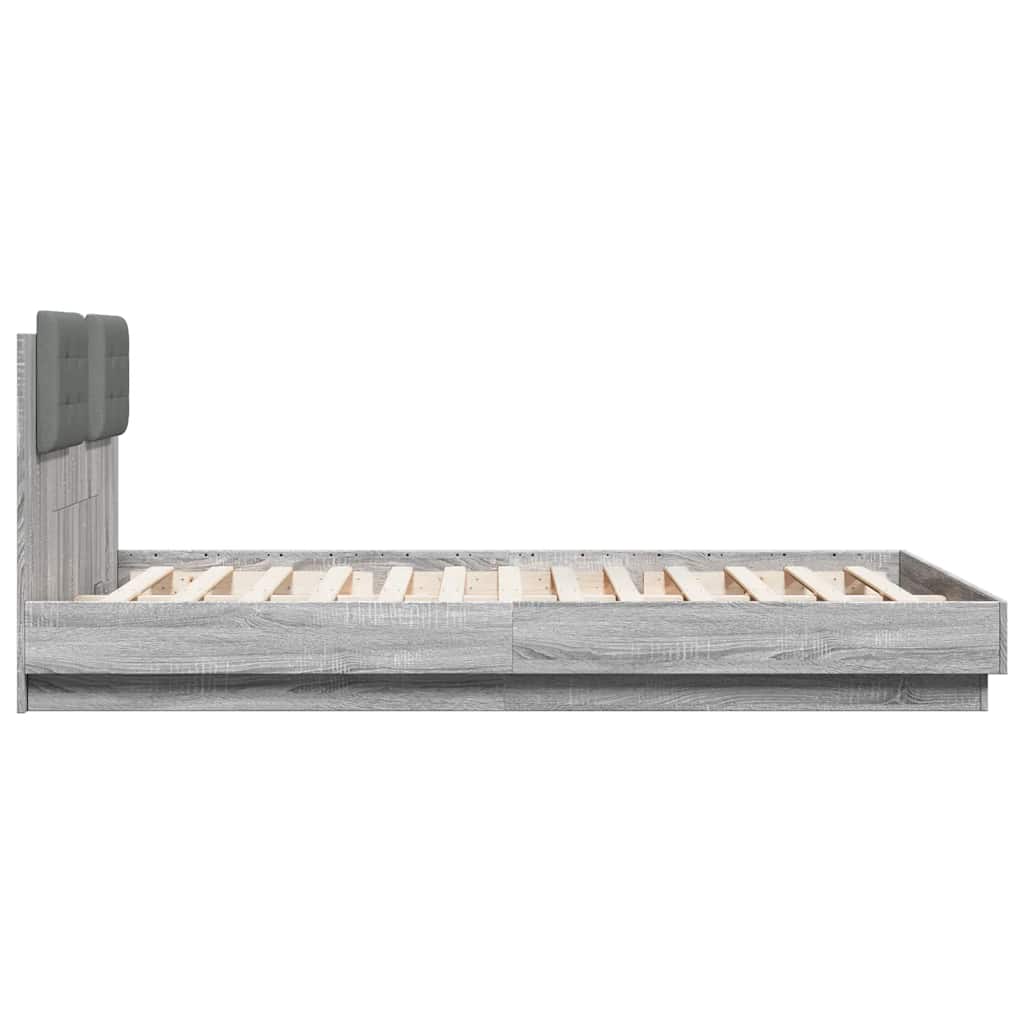 Bed Frame with LED without Mattress Grey Sonoma 120x200 cm
