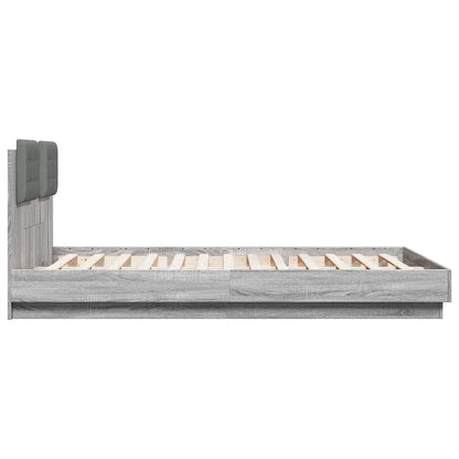 Bed Frame with LED without Mattress Grey Sonoma 120x200 cm