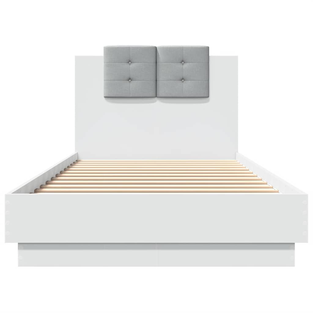 Bed Frame with LED without Mattress White 100x200 cm
