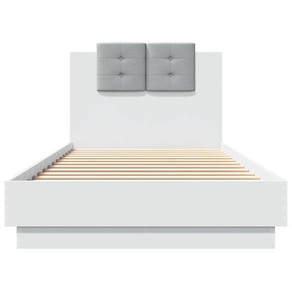 Bed Frame with LED without Mattress White 100x200 cm