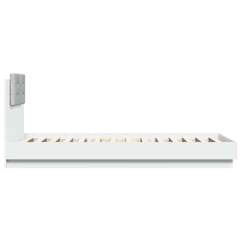 Bed Frame with LED without Mattress White 100x200 cm