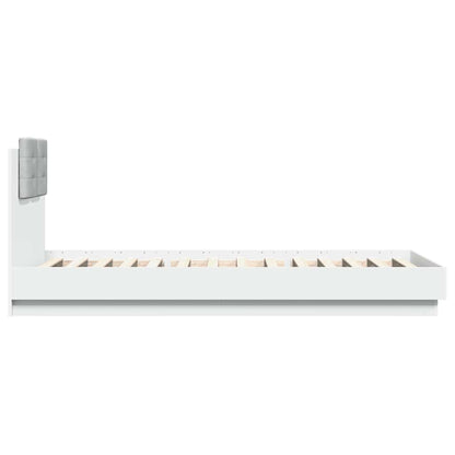 Bed Frame with LED without Mattress White 100x200 cm