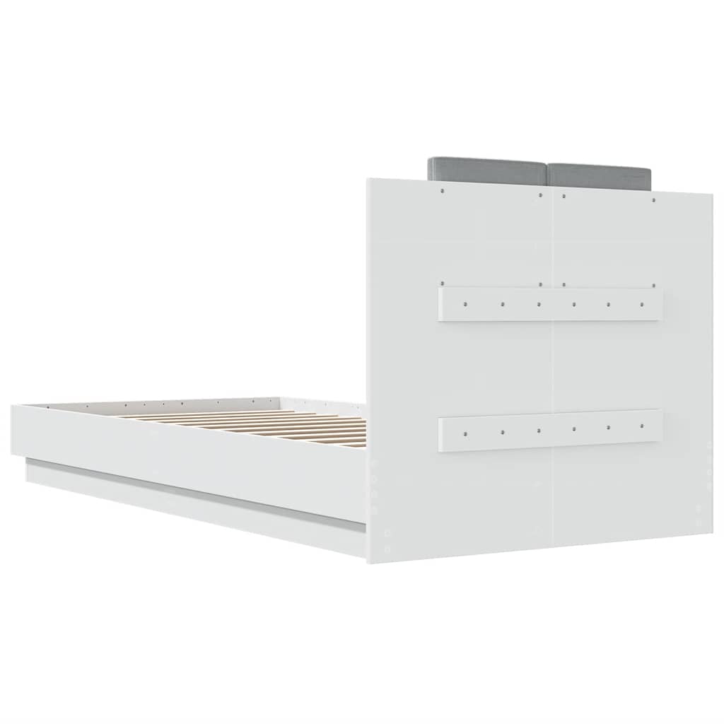 Bed Frame with LED without Mattress White 100x200 cm