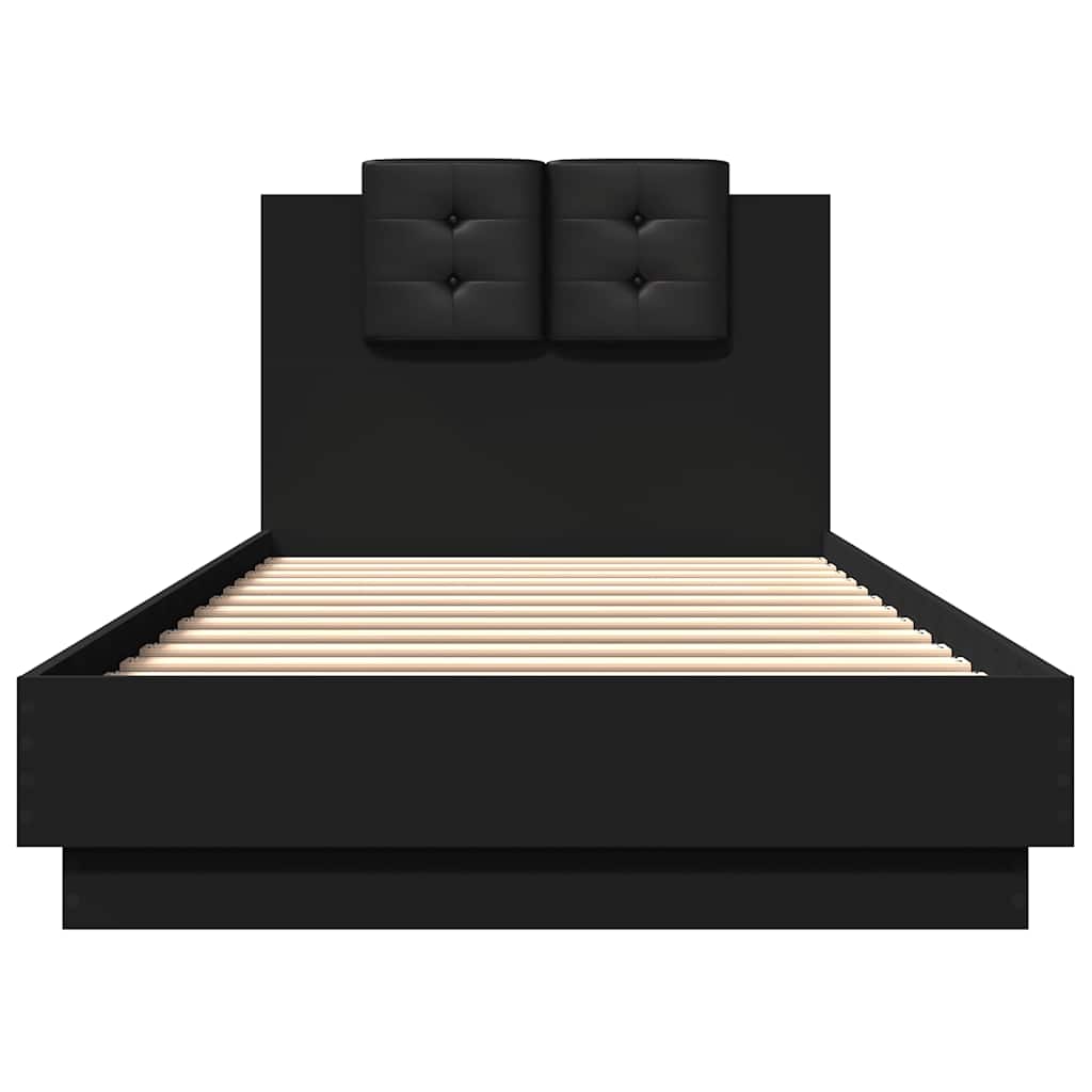 Bed Frame with LED without Mattress Black 100x200 cm