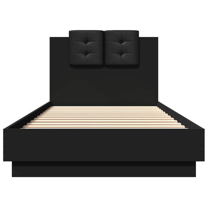 Bed Frame with LED without Mattress Black 100x200 cm