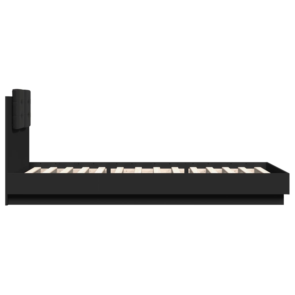 Bed Frame with LED without Mattress Black 100x200 cm