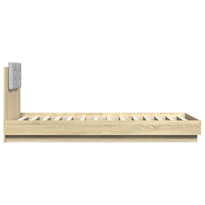 Bed Frame with LED without Mattress Sonoma Oak 100x200 cm