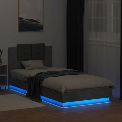 Bed Frame with LED without Mattress Concrete Grey 100x200 cm