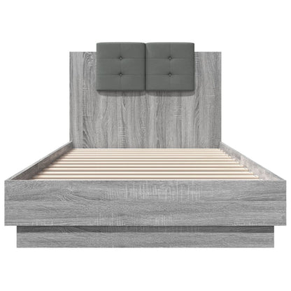 Bed Frame with LED without Mattress Grey Sonoma 100x200 cm