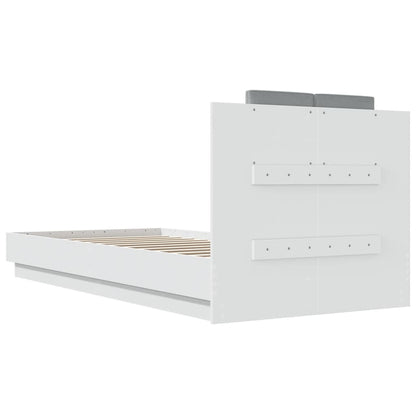 Bed Frame with LED without Mattress White 90x200 cm