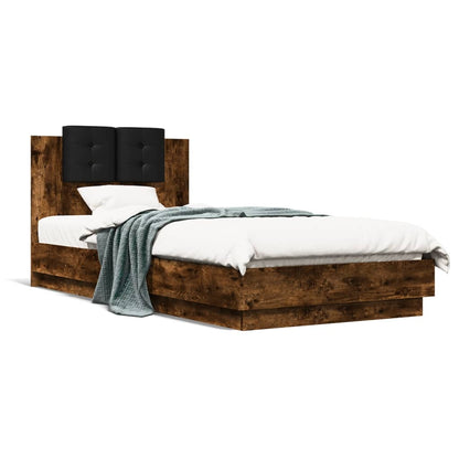Bed Frame | Smoked oak | Engineered wood, Plywood | Single | Lights
