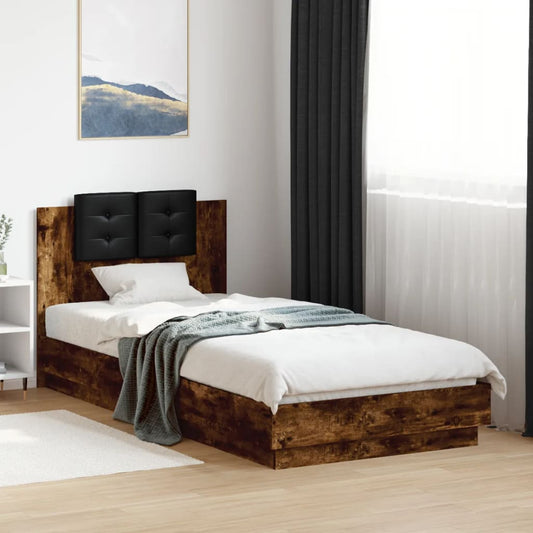 Bed Frame | Smoked oak | Engineered wood, Plywood | Single | Lights