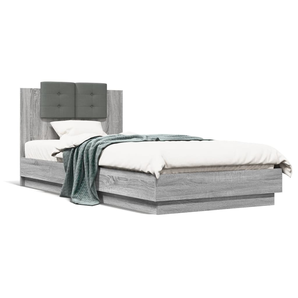 Bed Frame | Grey Sonoma | Engineered wood | 90x200 cm | Bed Frame