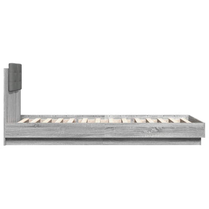 Bed Frame with LED without Mattress Grey Sonoma 90x200 cm