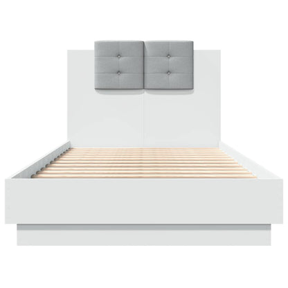 Bed Frame with LED without Mattress White 90x190 cm Single