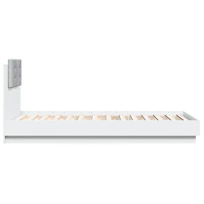 Bed Frame with LED without Mattress White 90x190 cm Single