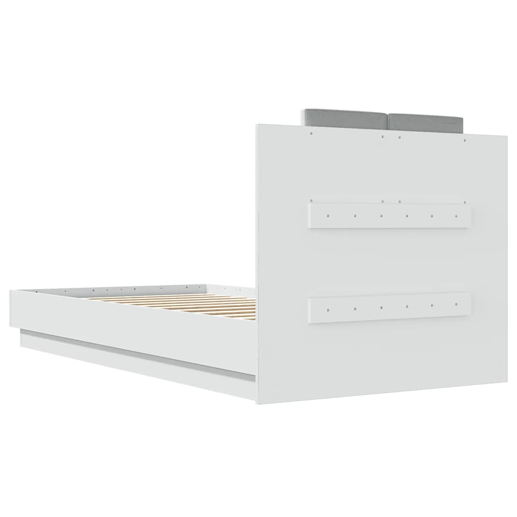 Bed Frame with LED without Mattress White 90x190 cm Single