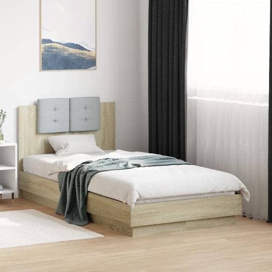 Bed Frame | Sonoma Oak | Engineered wood with plywood slats | Single