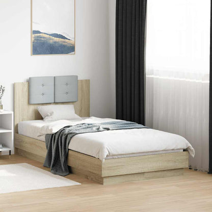 Bed Frame with LED without Mattress Sonoma Oak 90x190 cm Single