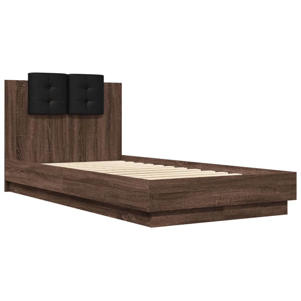 Bed Frame with Headboard Brown Oak 90 x 190 cm Engineered wood