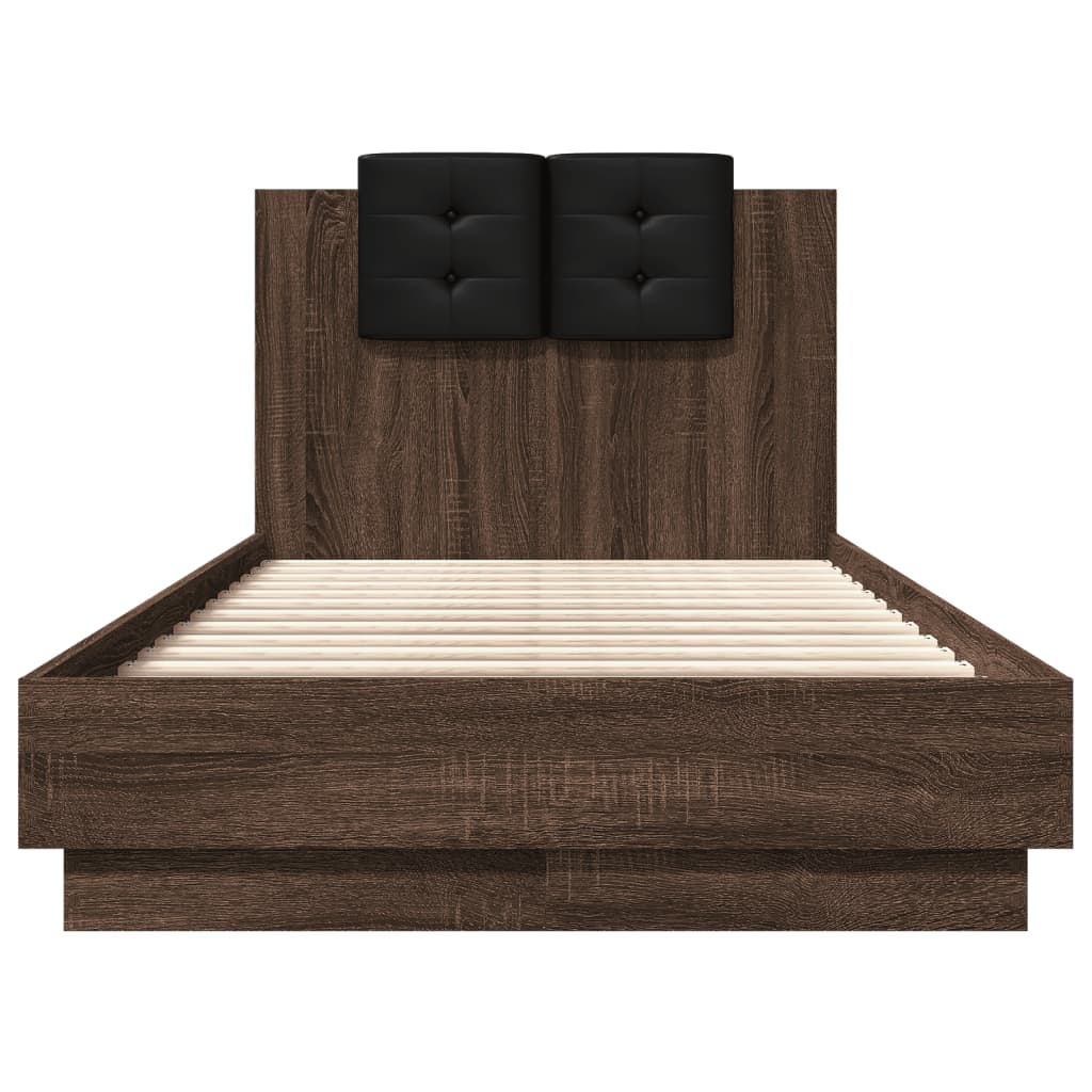 Bed Frame with Headboard Brown Oak 90 x 190 cm Engineered wood